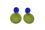 Large Double Bubble Earrings - Frost Cobalt - Moss