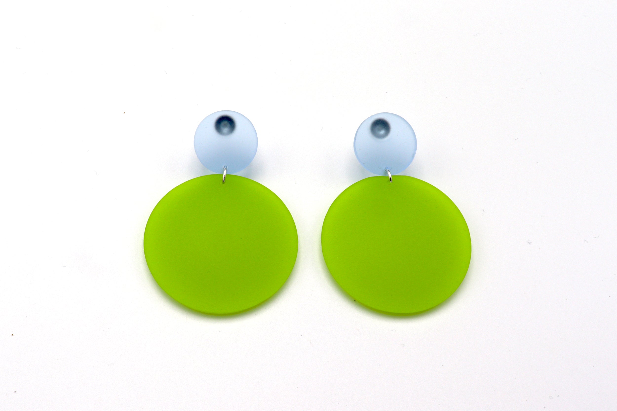 Large Double Bubble Earrings - Frost Blue - Chartreuse