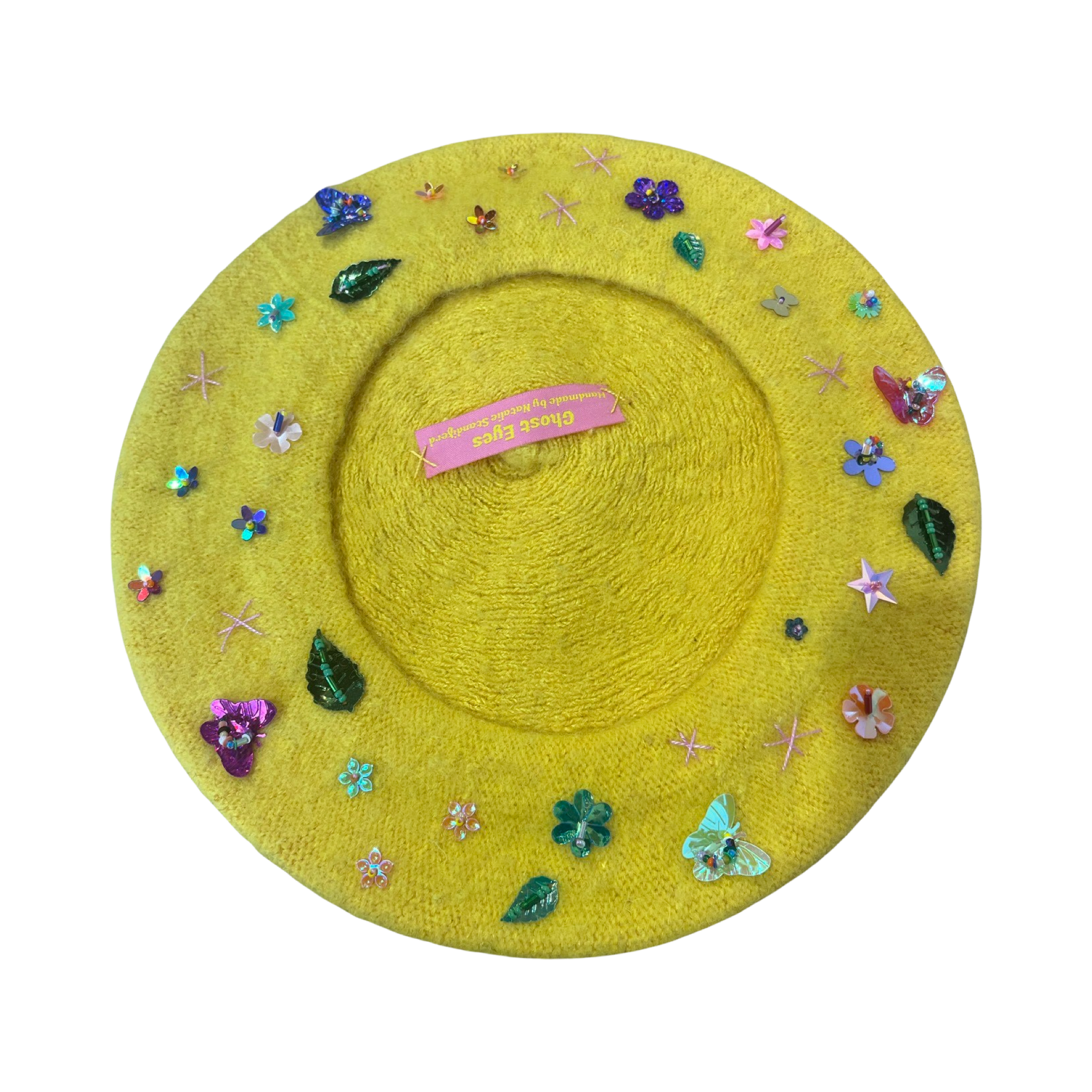 Ghost Eyes Sequined  Beret- Yellow- Toddler Size