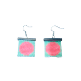 Small square Beaded earrings - Mint And Pink