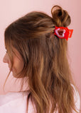 Red + Pink Heart Gemstone Claw Clip