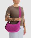 Medium Nylon Crescent Bag - Deep Fushia