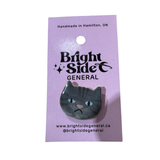 Grey Cat Ceramic Pin