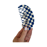 Checkered Comb Oval Large- Blue