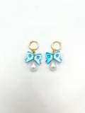 Bow Pearl Drops - Metallic Ice Blue