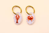 Stripe Lobster and Crab Charm Earring