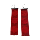 Triple Circle beaded earrings-Red