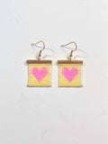 Mini Heart  beaded earrings- Yellow and Pink