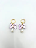 Bow Pearl Drops - Metallic Lilac