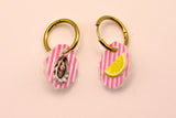 Stripe Oyster and Lemon Charm Earring