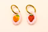 Stripe Strawberry and Peach Charm Earring
