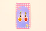 Stripe Strawberry and Peach Charm Earring