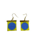 Mini Circle beaded earrings- Yellow/Periwinkle