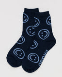 Baggu Crew Sock- Navy Happy