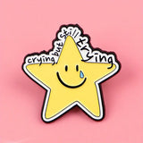 Crying But Trying Enamel Pin
