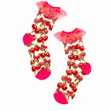 Cherry Bow Ruffle  Sheer Crew Sock