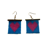 Heart beaded earrings- Pink and Blue