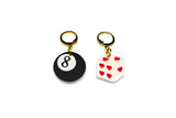 Eightball and Dice Charm Earring Set