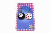 Eightball and Dice Charm Earring Set