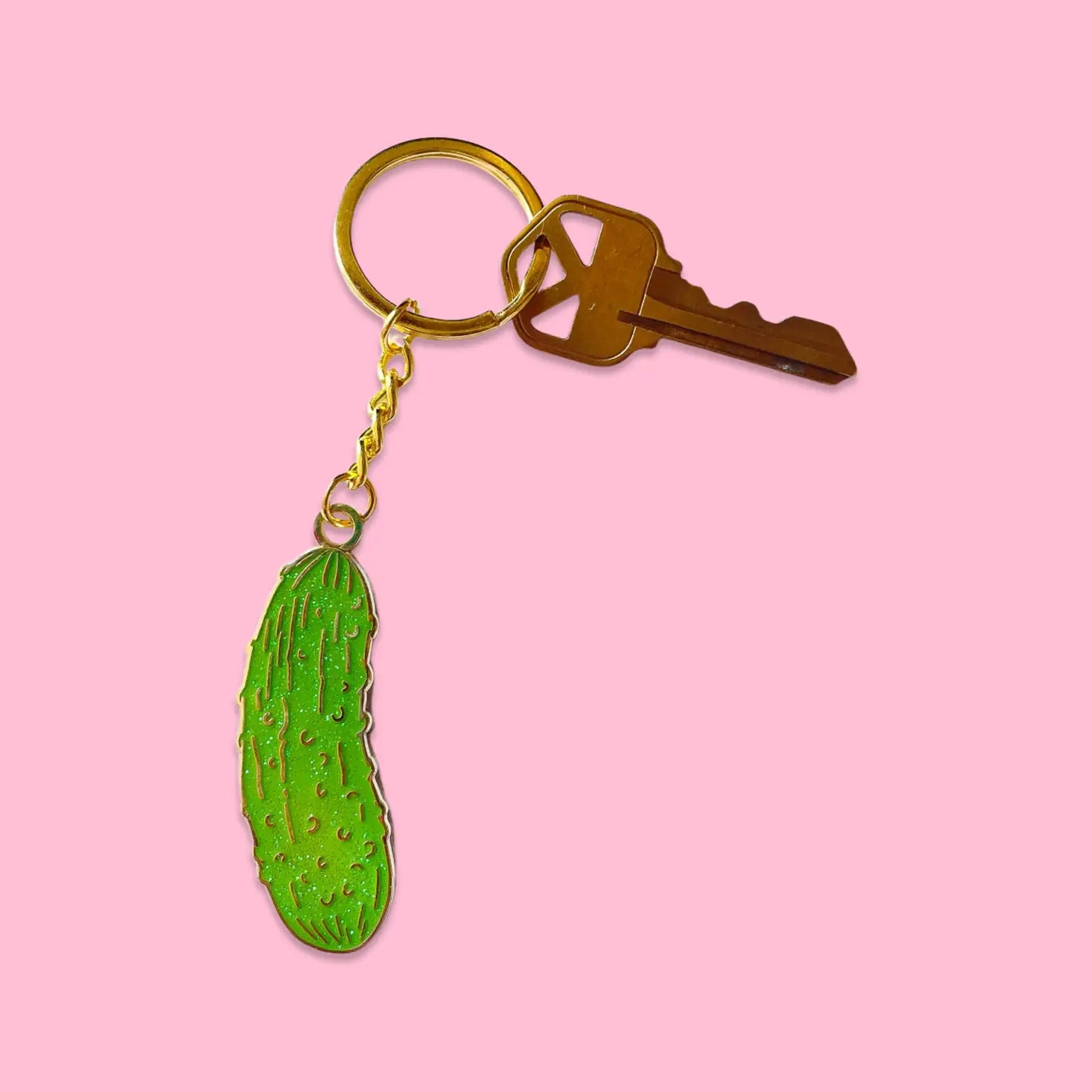 Enamel Pickle Key Chain