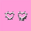 Silver Spike Heart  Earrings