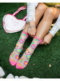 Flamingo Floral Sheer Crew Sock