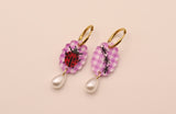 Gingham Ants and Ladybug Pearl Drop Earrings