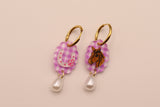 Gingham Horse and Horseshoe Pearl Drop Earrings