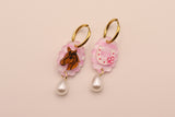 Gingham Horse and Horseshoe Pearl Drop Earrings
