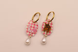 Gingham Horse and Horseshoe Pearl Drop Earrings