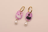 Gingham Swan Pearl Drop Earrings