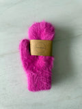FLUFFY ANGORA MITTENS- Hot Pink