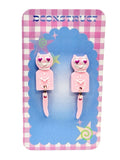 Cat Clock Earring- Pink