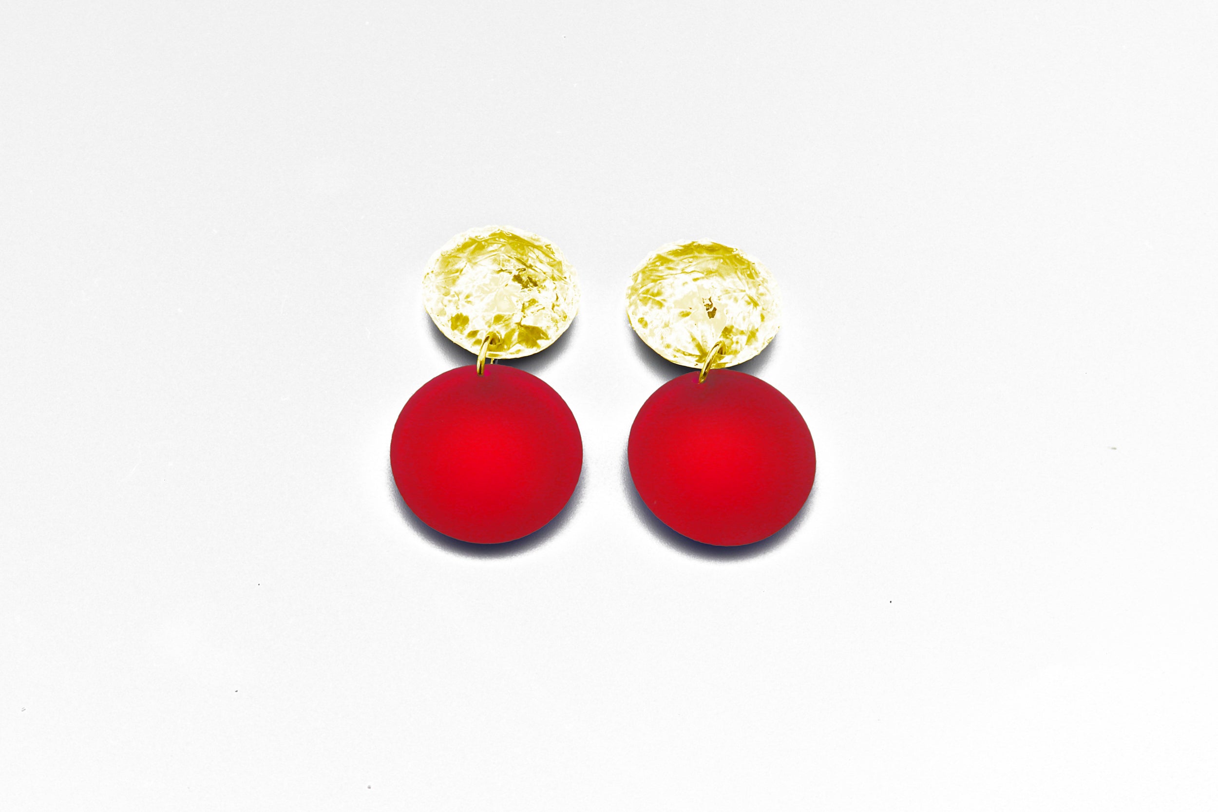 Small Double Bubble Earrings - Frost Red