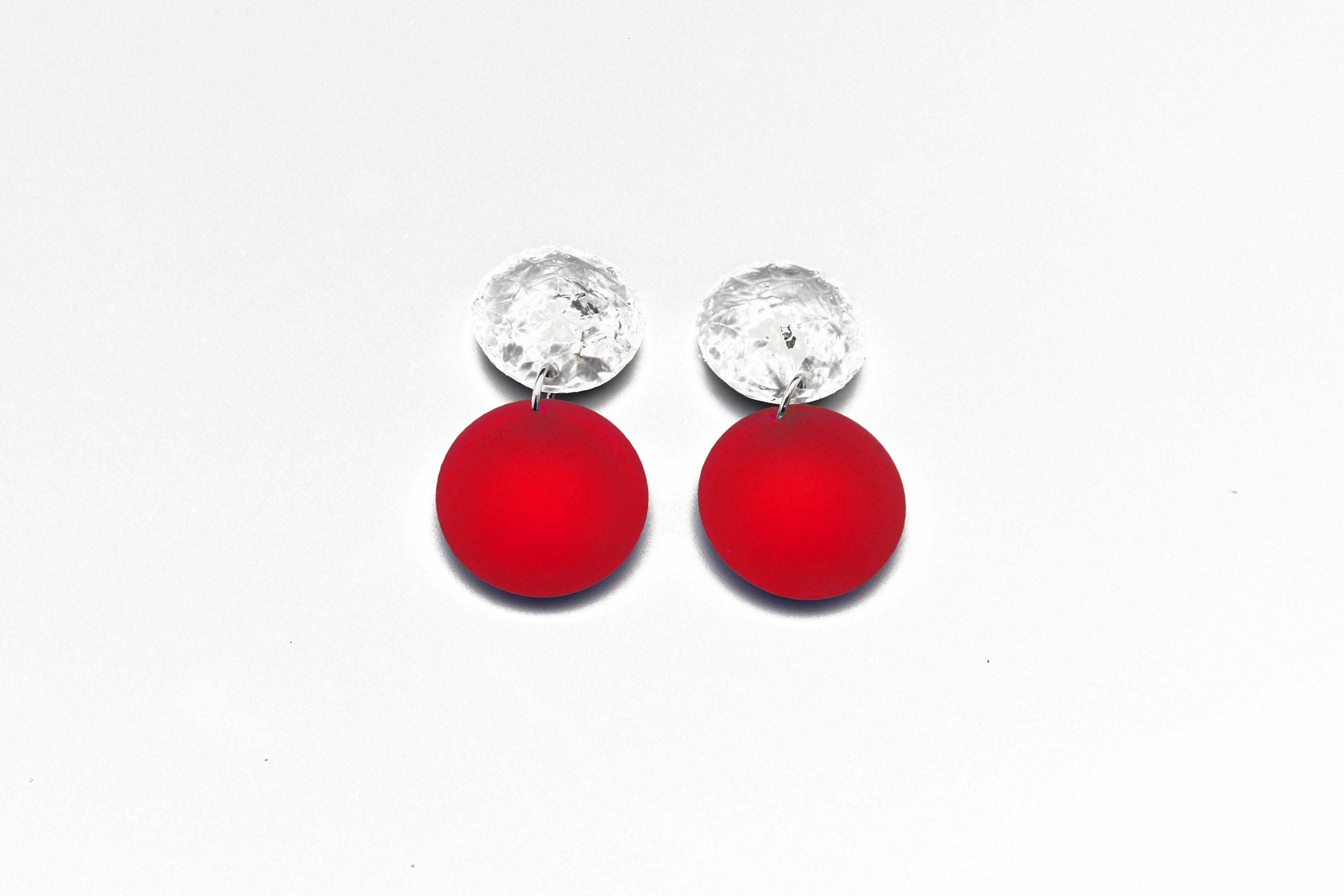 Small Double Bubble Earrings - Frost Red