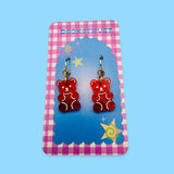 Red Gummy Charm Earring Set