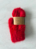 FLUFFY ANGORA MITTENS- Red