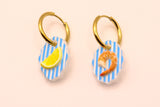 Stripe Shrimp and Lemon Charm Earring