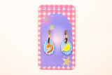 Stripe Shrimp and Lemon Charm Earring