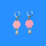 Iridescent Pearl Shell  Earrings- Hoop