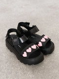 Melissa X Lazy Oaf Women's Kick Off Sandals - Black/Pink Hearts