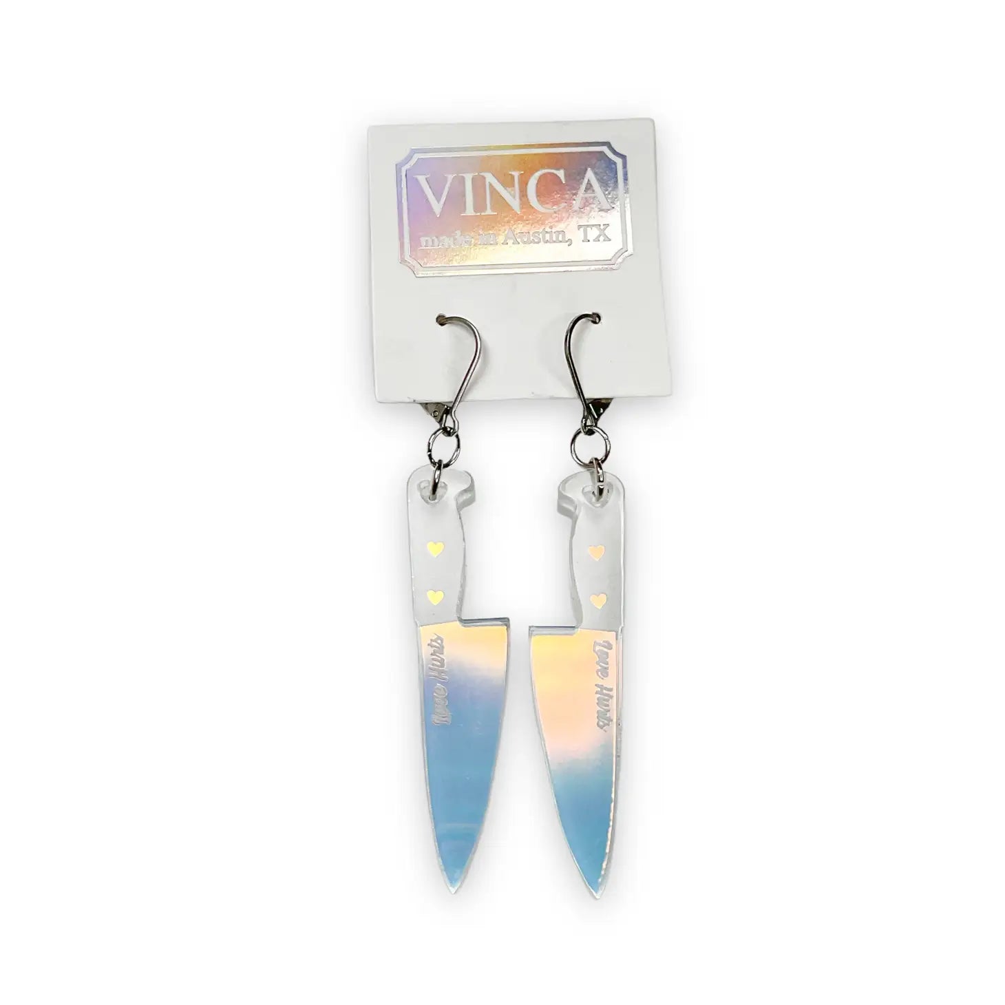 Love Hurts iridescent  2" Chef Knife  Earrings