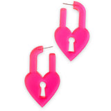 Locky In Love Earrings- Pink