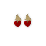 Feeling a little heart burn earrings- Gold and Red
