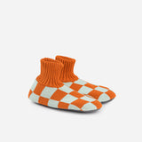 Verloop Checkerboard Sock Slippers- Flame Jade