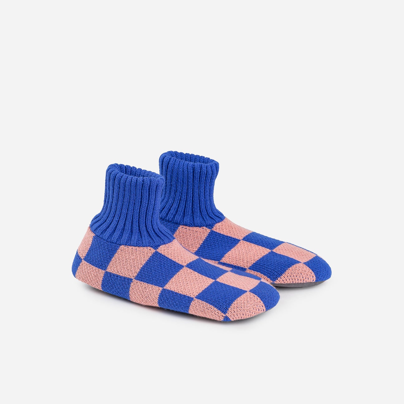 Verloop Checkerboard Sock Slippers- Coral Cobalt