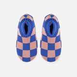 Verloop Checkerboard Sock Slippers- Coral Cobalt
