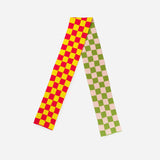CHECKERBOARD KNIT MINI SCARF- Blush, Green