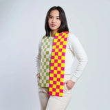 CHECKERBOARD KNIT MINI SCARF- Blush, Green