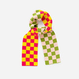 CHECKERBOARD KNIT MINI SCARF- Blush, Green